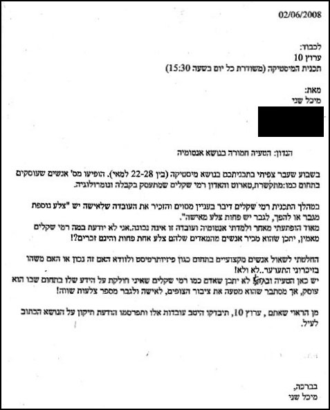 ערוץ 10 ומספר צלעות האדם