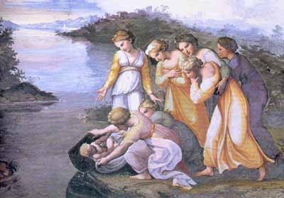  בת פרעה מוצאת את משה,
ציור שמן מאת סנציו רפאל