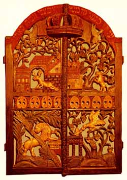 דלתות ארון קודש מבית הכנסת בקרקוב, פולין, המאה ה-18